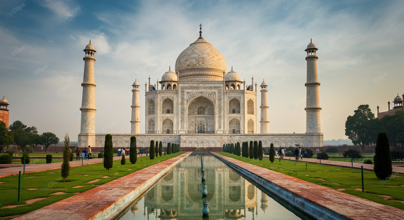 Taj Mahal at Sunrise with Reflecting Pool