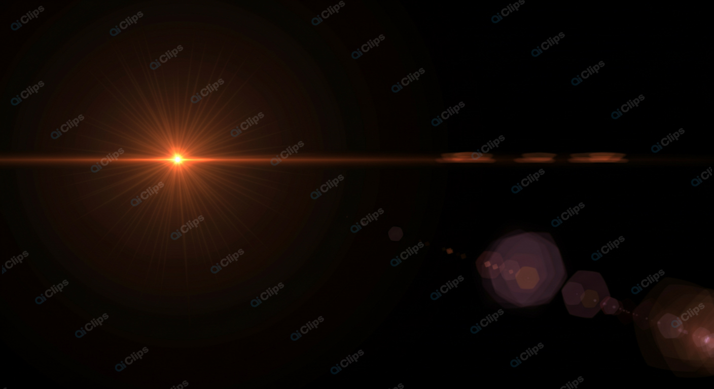Lens Flare with Glowing Light in Dark Background