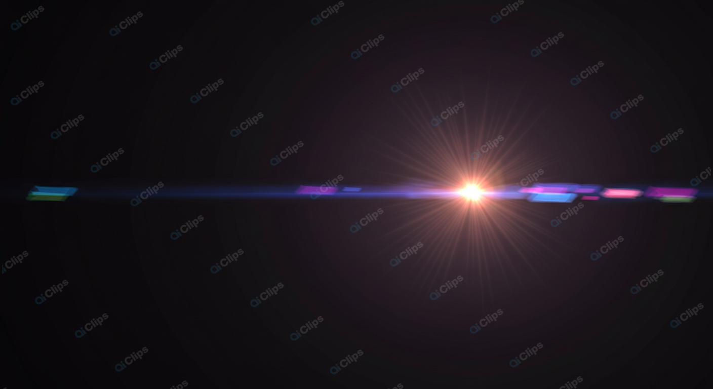 Lens Flare with Colorful Light Streaks on Black Background