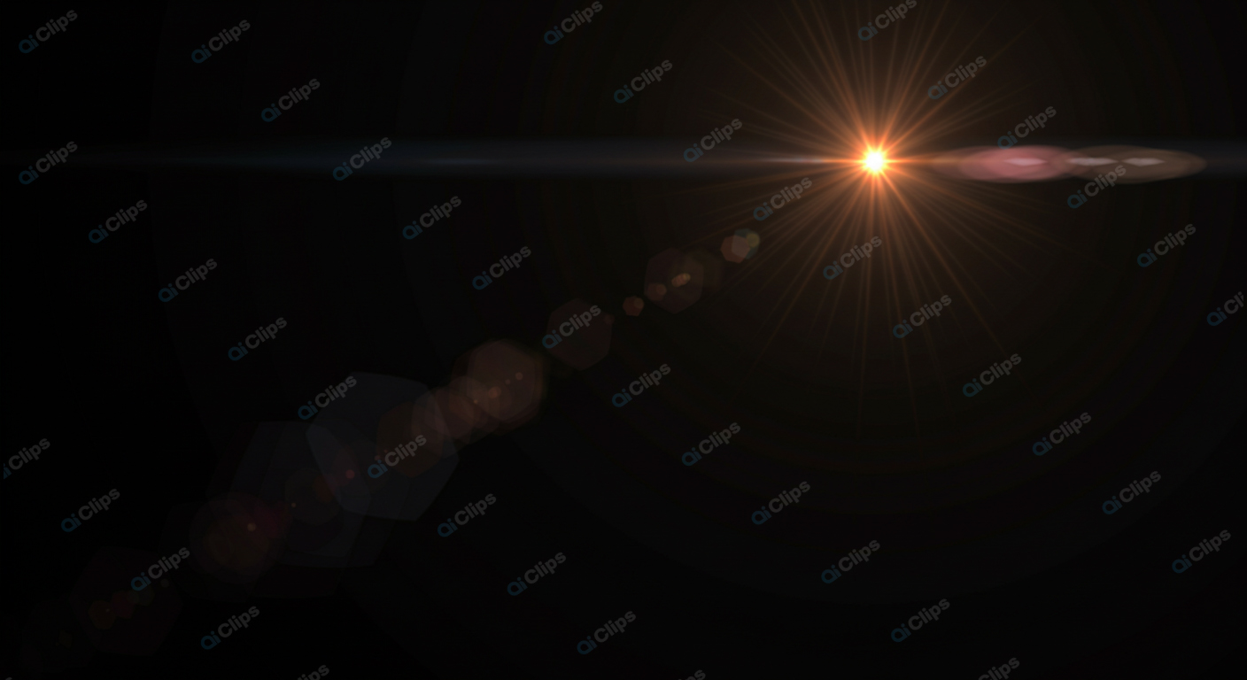 Lens Flare Light Burst Against Dark Background