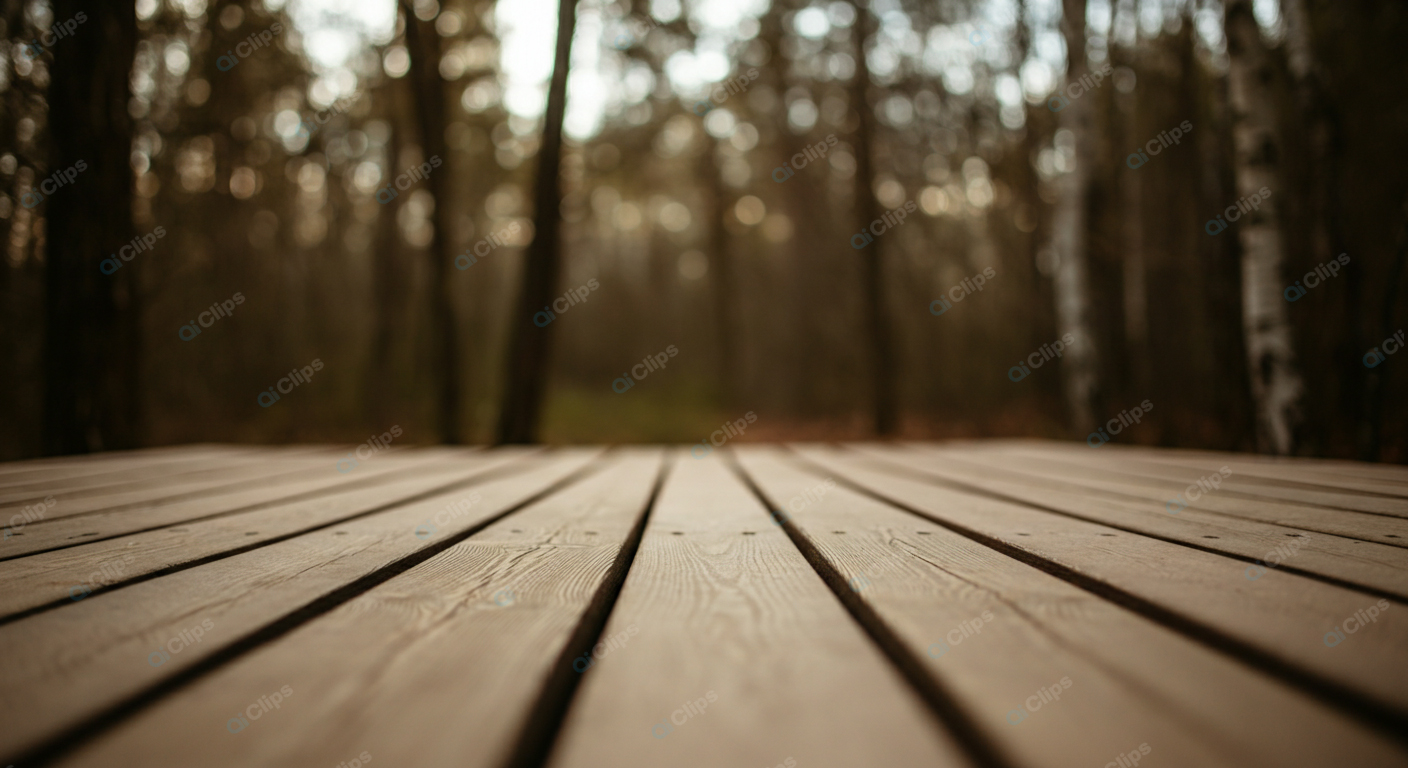 Wooden Deck in Serene Forest Setting