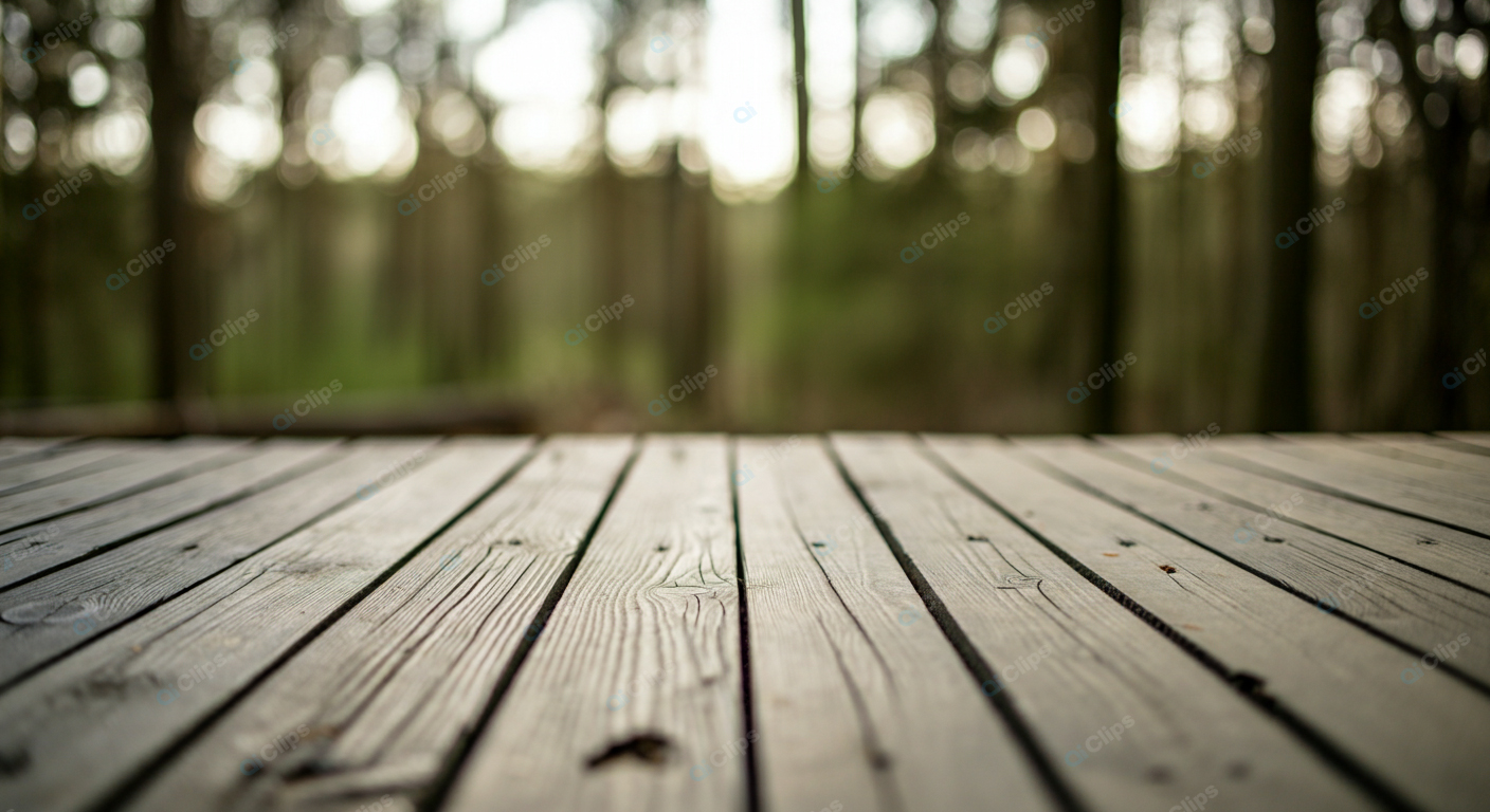 Wooden Deck in Forested Park