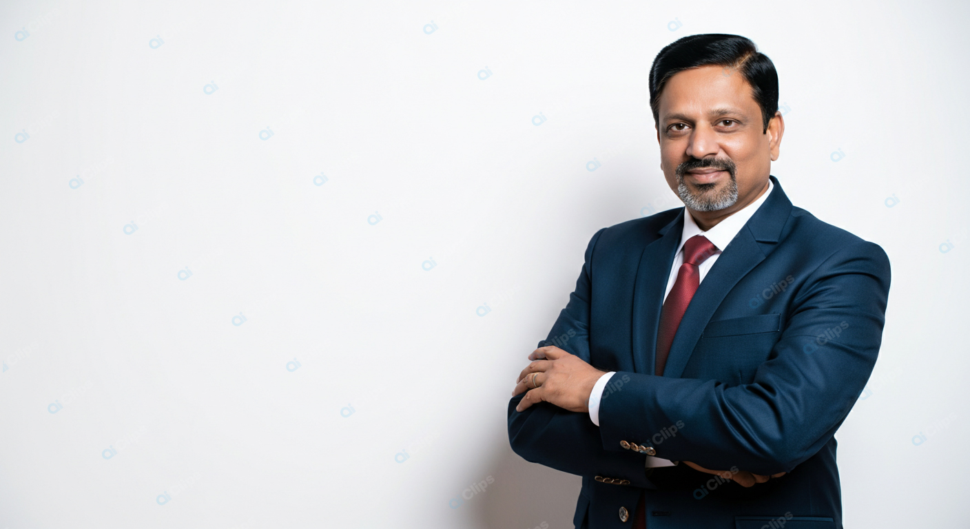 Professional Businessman in Formal Suit Against White Background