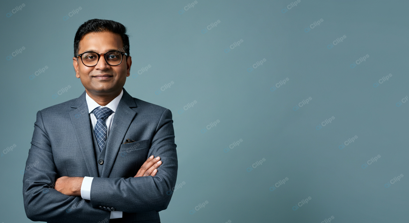 Professional Businessman in Suit with Folded Arms