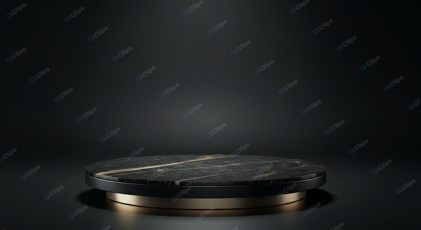Elegant Black Marble Pedestal on Dark Background