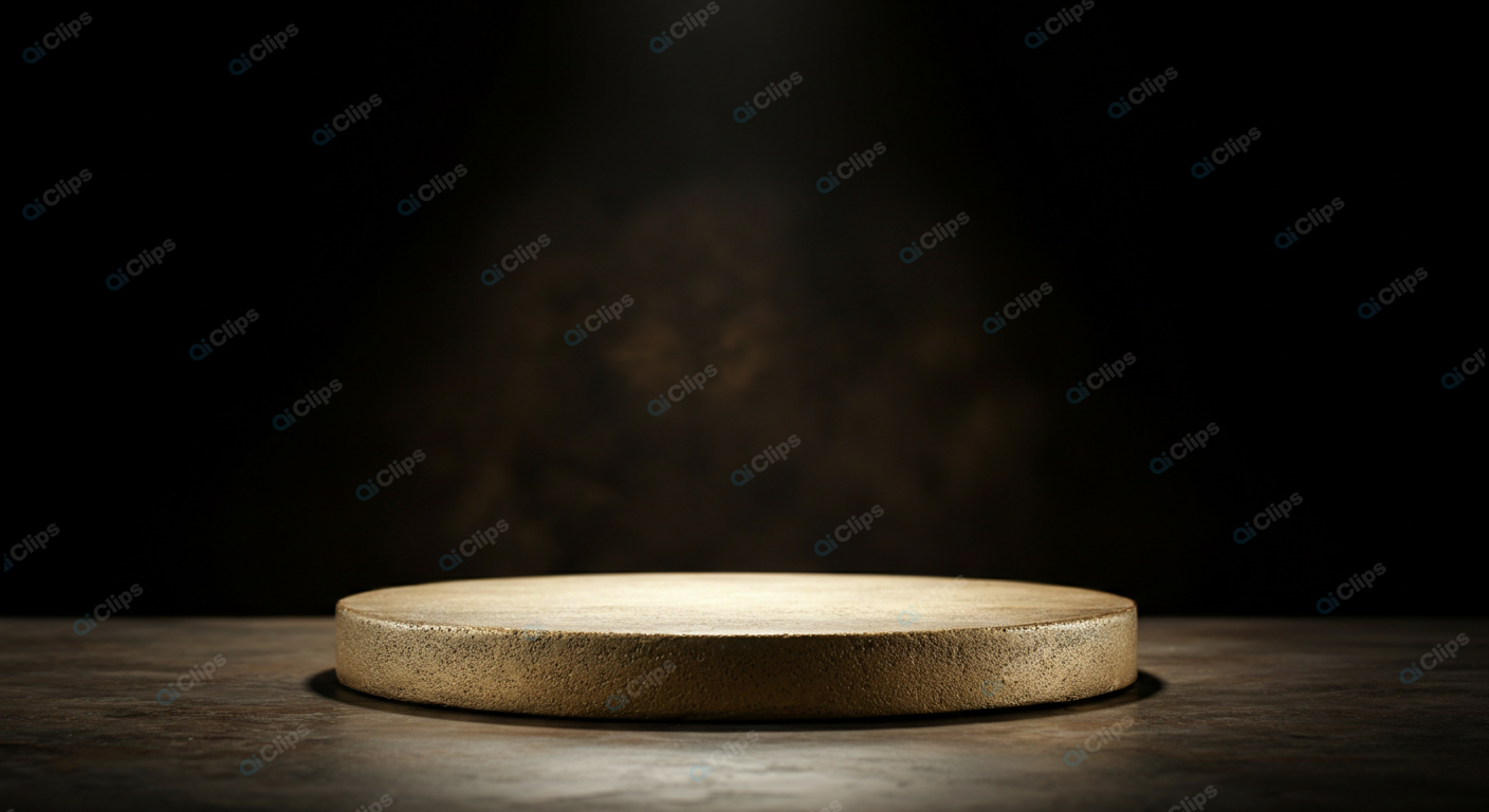 Empty Rustic Wooden Pedestal with Dramatic Lighting