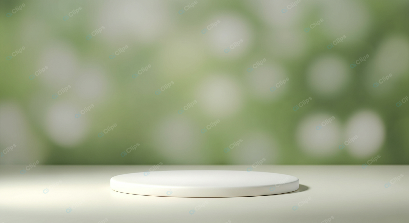 Minimalist Green Backdrop with White Display Pedestal