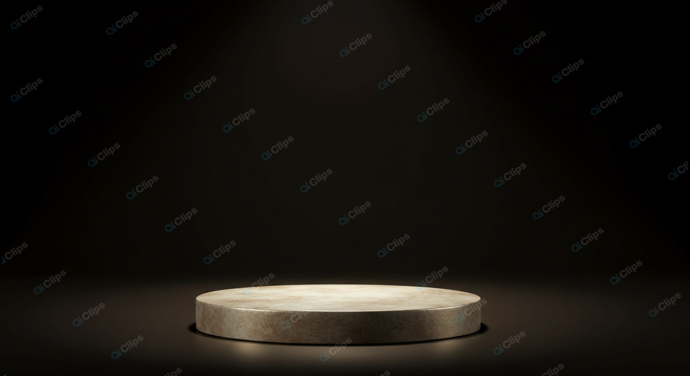 Minimalist Stone Pedestal Under Spotlight