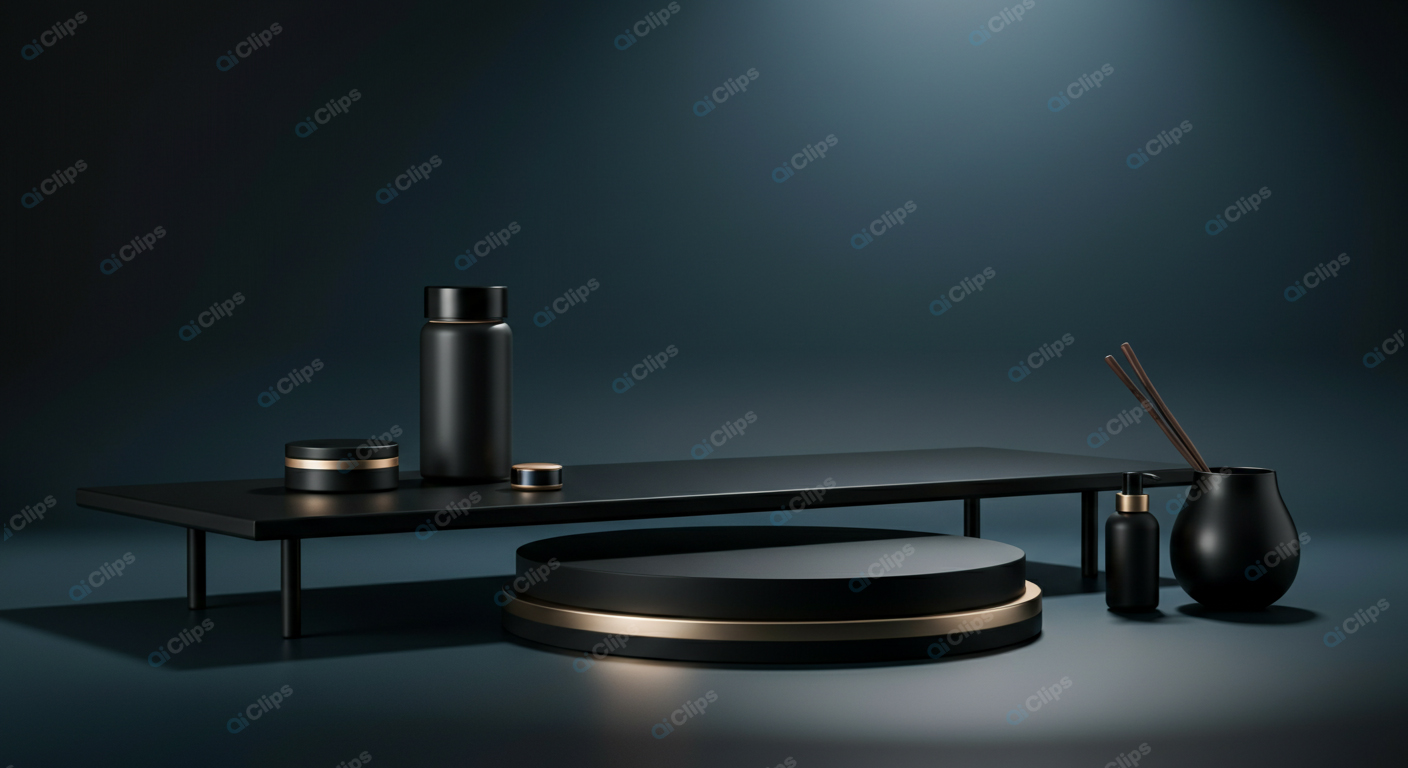 Minimalist Black Product Display on Dark Background