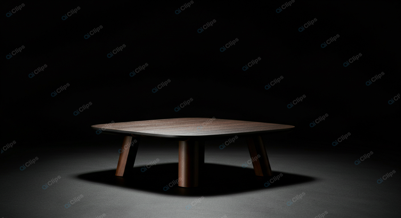 Wooden Coffee Table on Dark Background