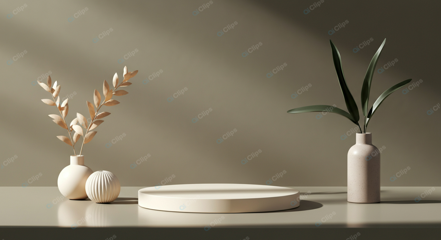 Minimalist Ceramic Vases with Decorative Leaves