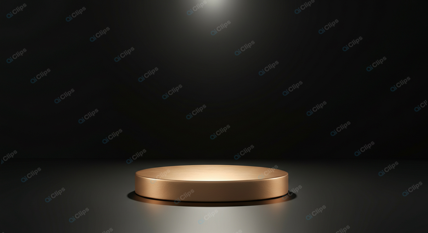 Illuminated Empty Platform in Dark Room
