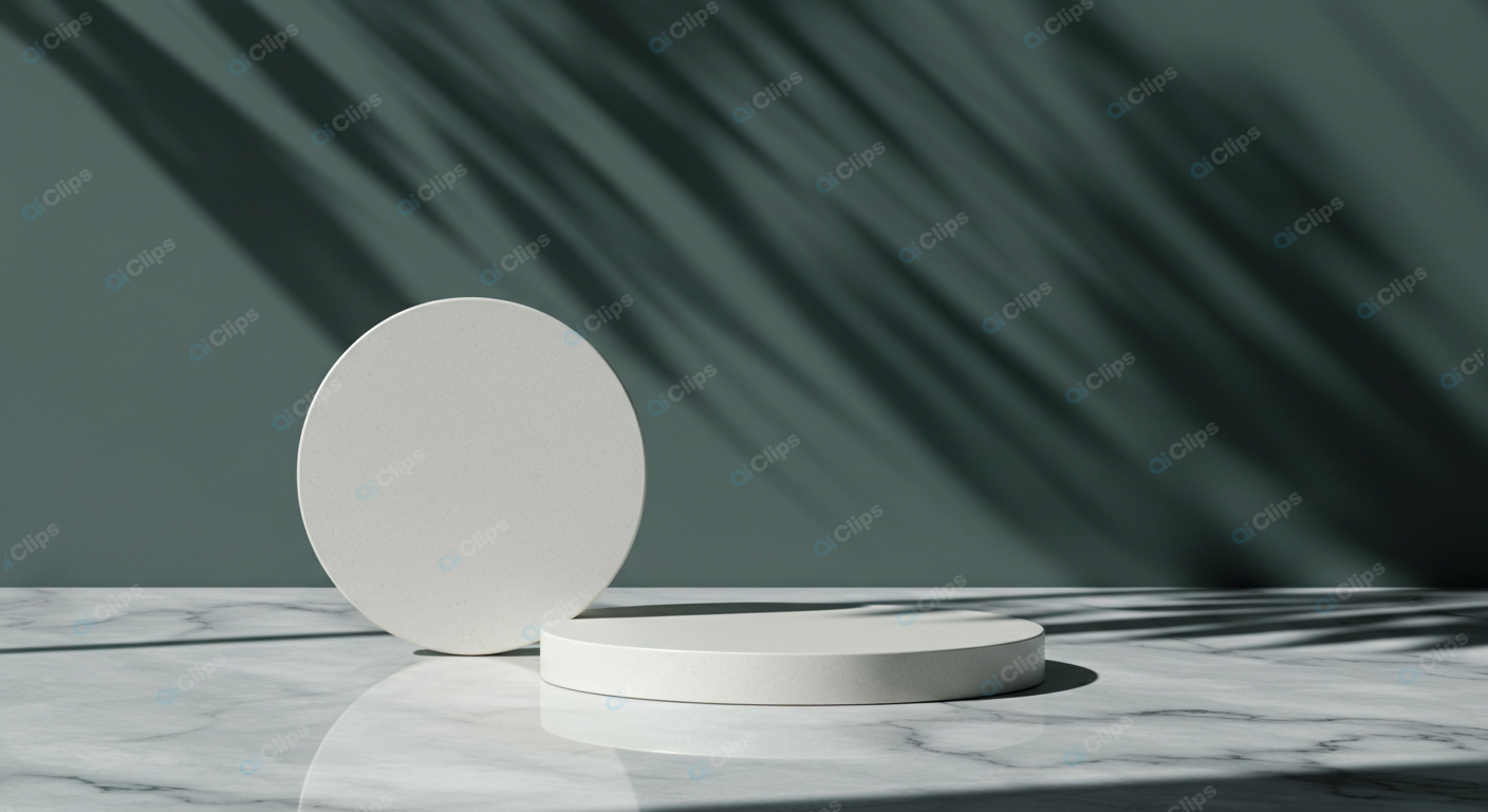 Minimalist Marble Pedestal Display with Shadows