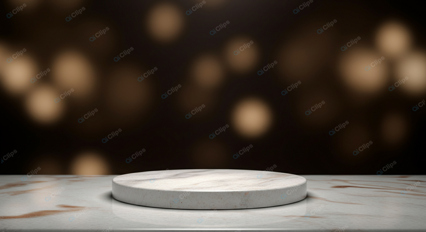 Marble Pedestal with Warm Bokeh Background