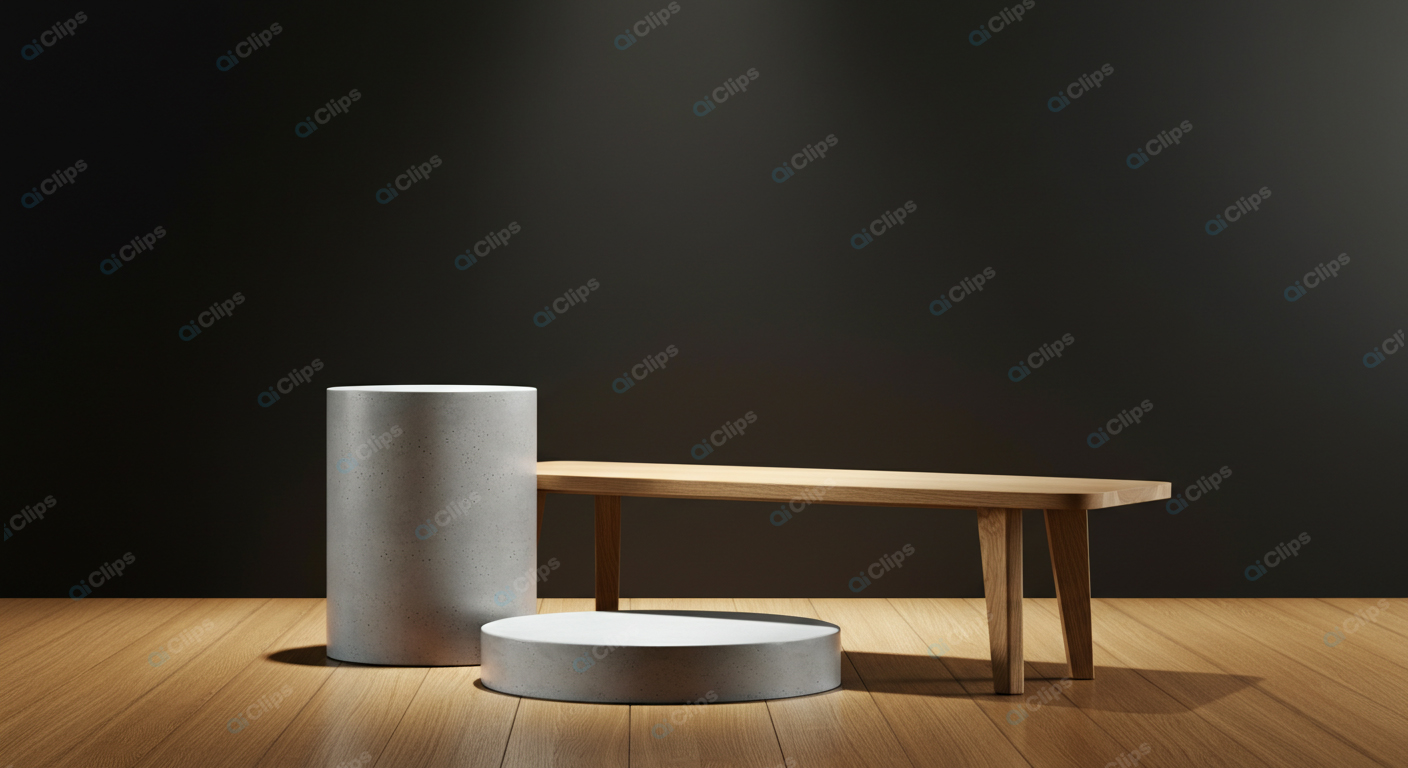 Minimalist Modern Display Pedestals on Wooden Floor
