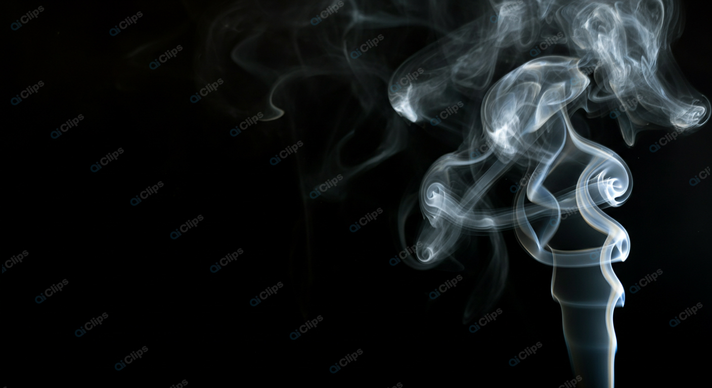 Mystical White Smoke Swirls on Black Background