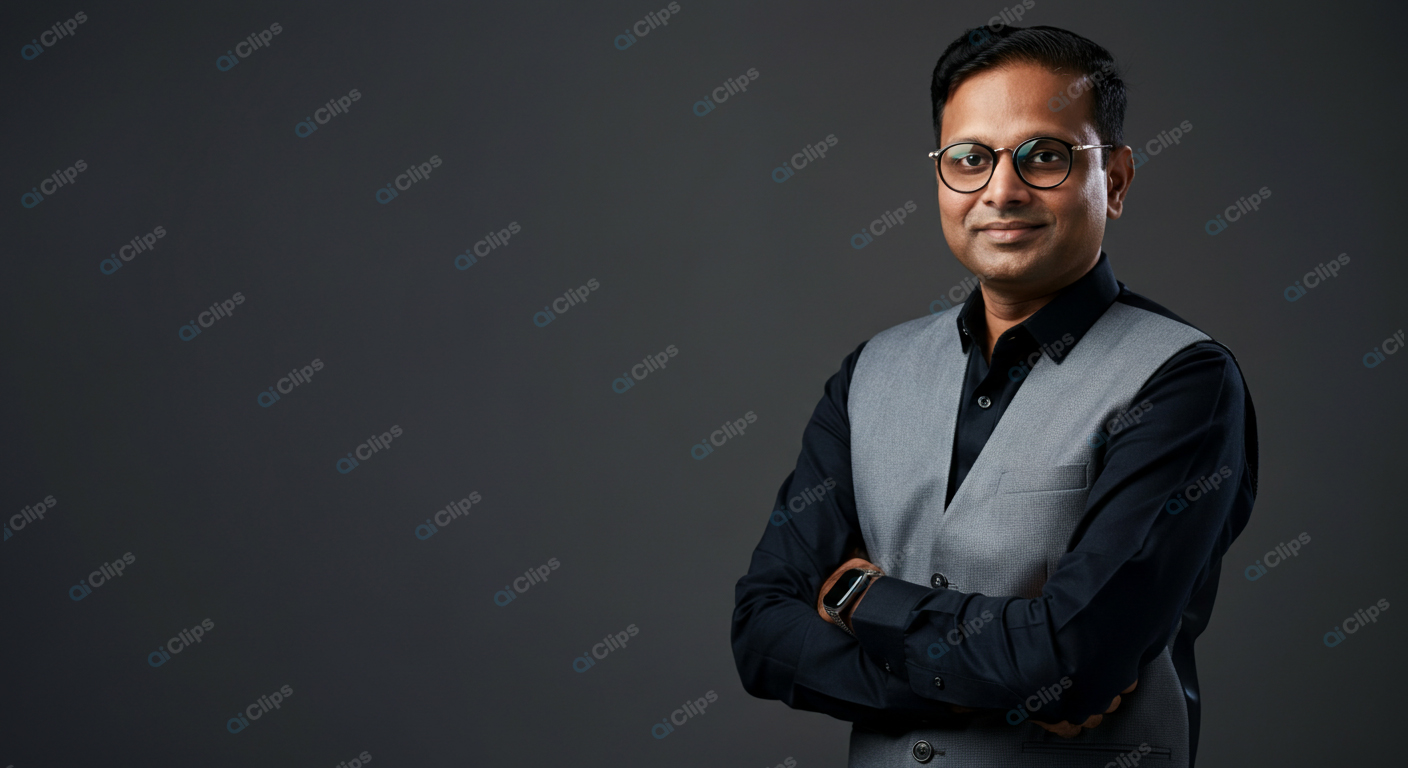 Professional Portrait of Businessman in Glasses and Vest