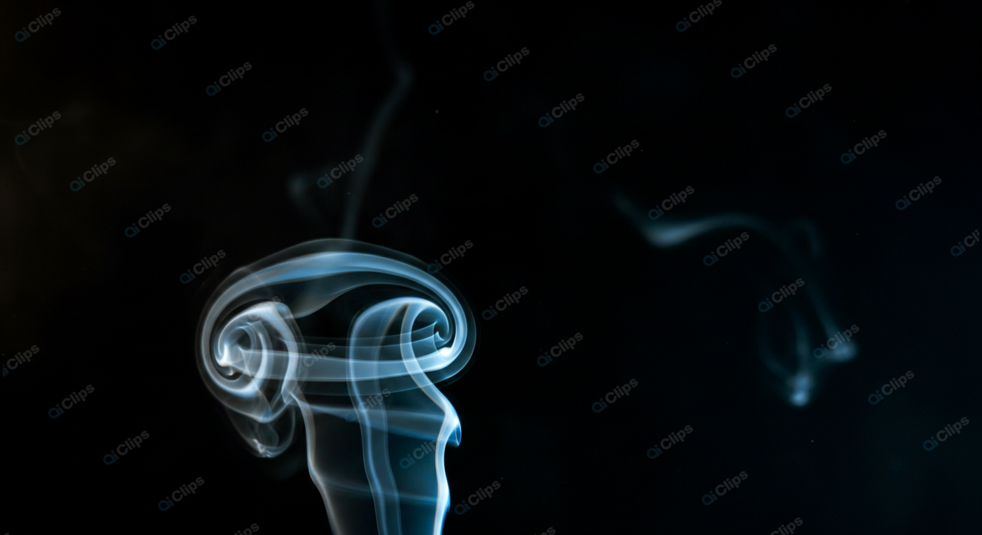 Abstract Smoke Swirls on Black Background