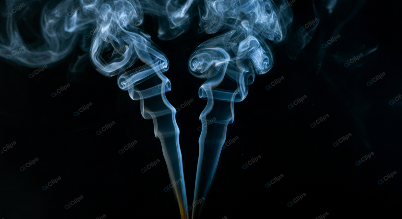 Mystical Blue Smoke Swirls Against a Black Background
