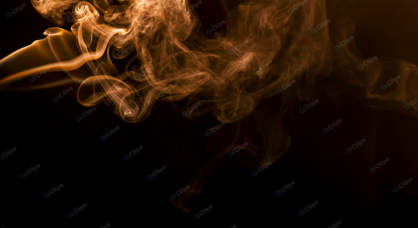 Abstract Swirling Orange Smoke on Black Background