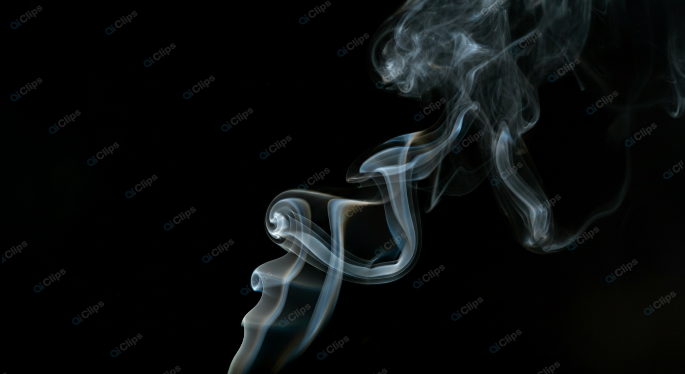 Mystical Swirling Smoke Against Black Background