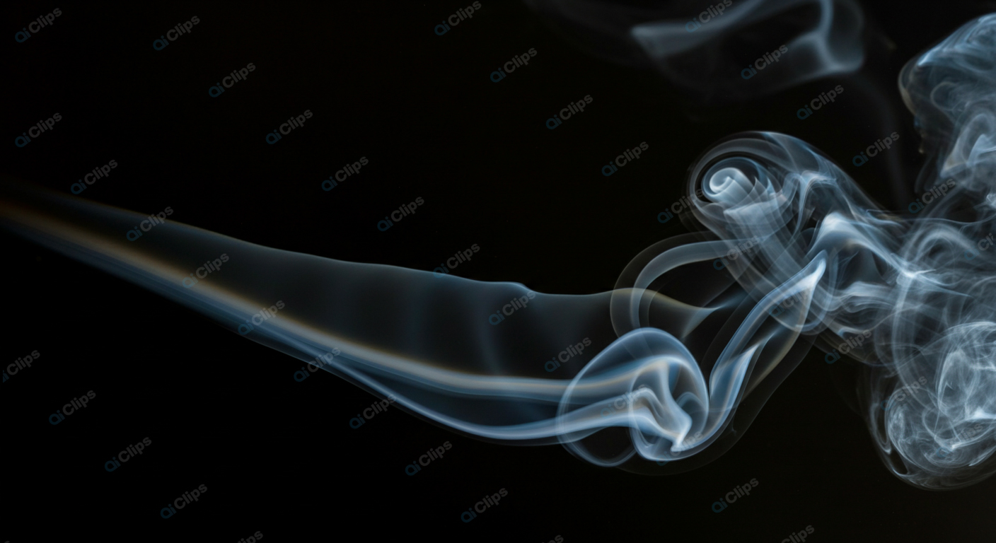 Abstract Swirling Smoke on Black Background