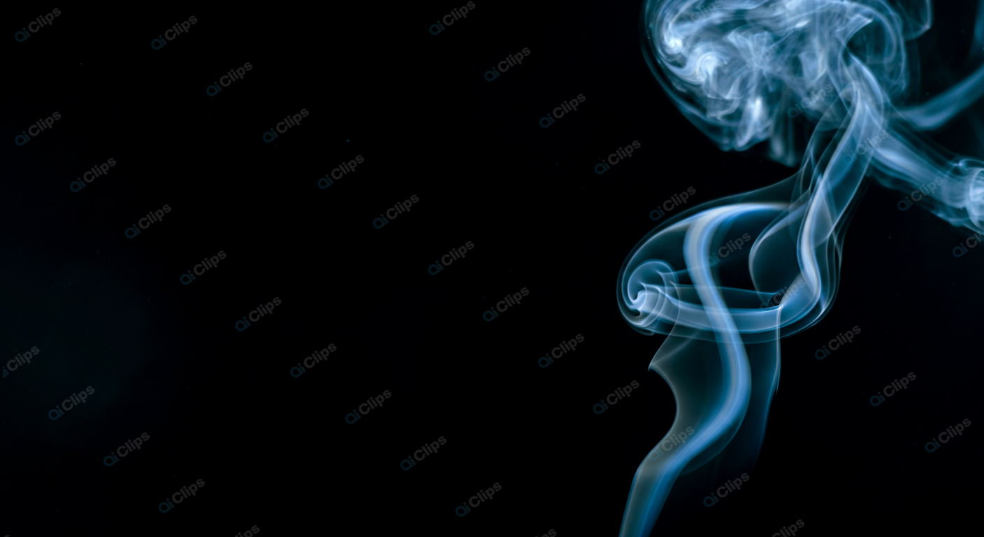 Mystical Blue Smoke Swirls on Black Background