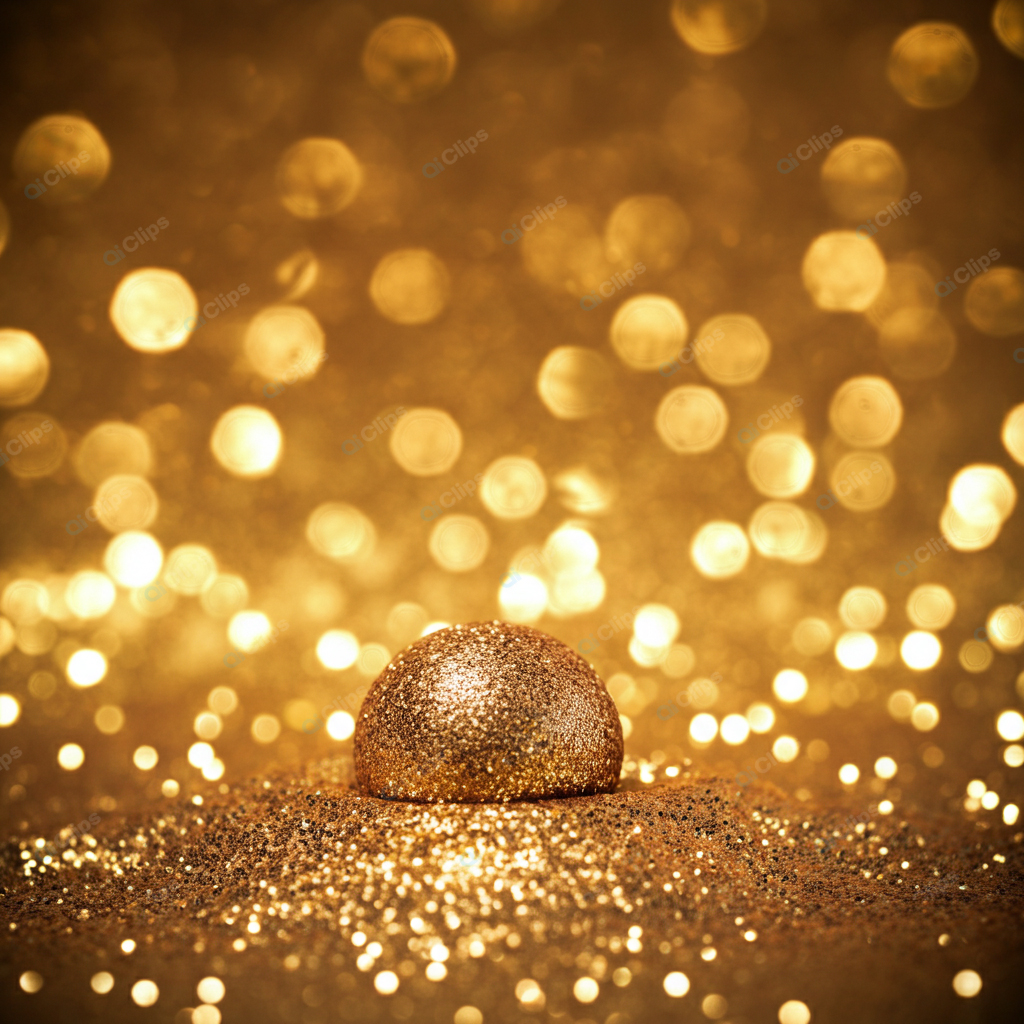 Golden Glitter Ball with Bokeh Lights