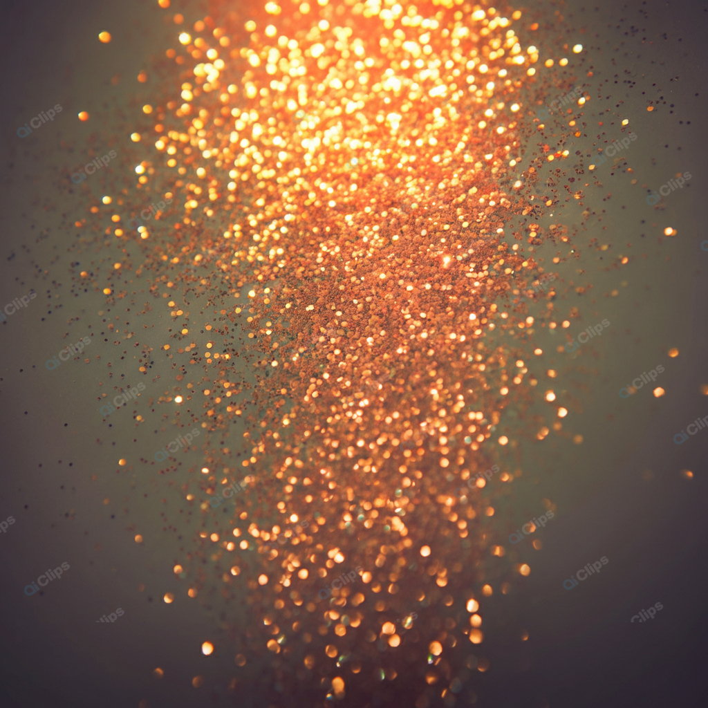 Golden Sparkling Glitter Falling in Soft Focus