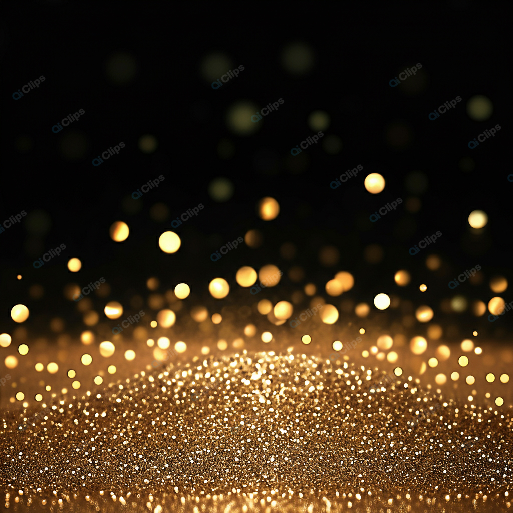 Golden Glitter Bokeh on Black Background