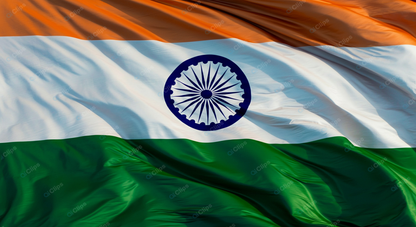 Indian Flag Gently Waving in the Breeze
