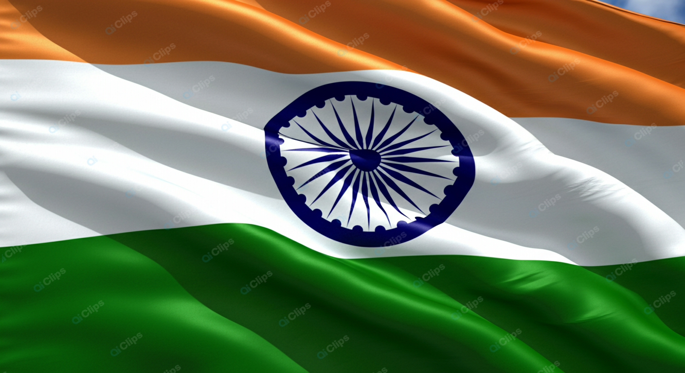 Indian National Flag Waving on a Sunny Day