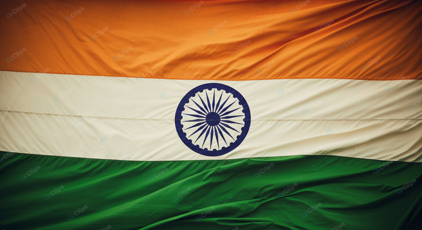 Waving Indian Flag Close-Up Banner