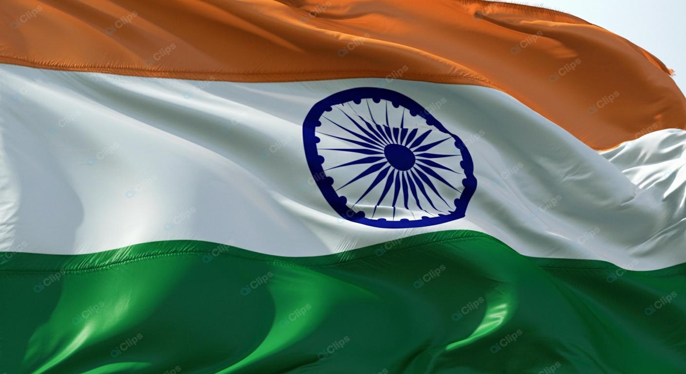 Indian Flag Waving in the Wind