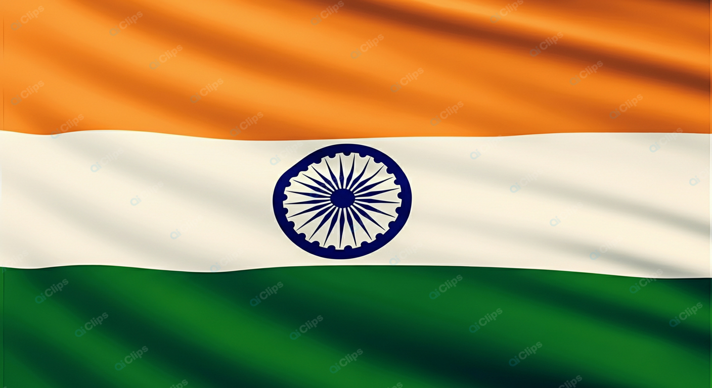 Indian National Flag Waving Close-Up