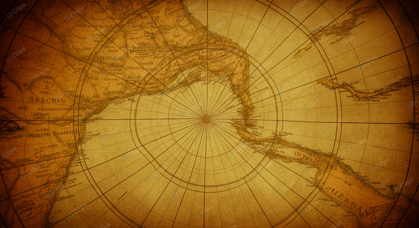 Vintage World Map with Nautical Navigation Lines