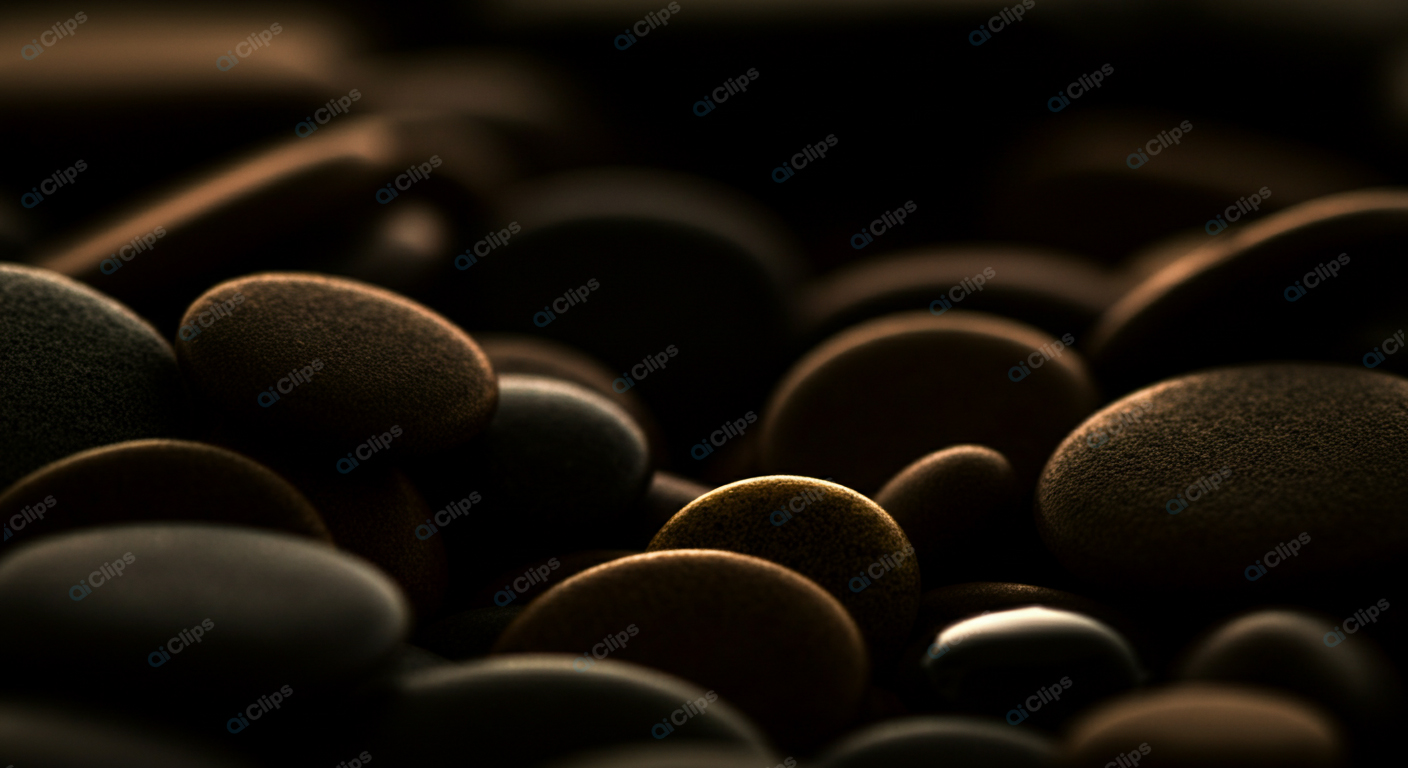 Moody Close-Up of Smooth River Stones