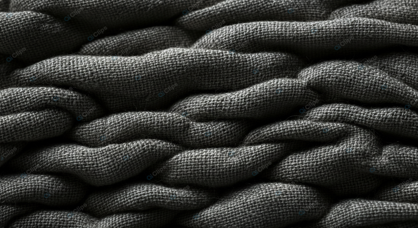 Gray Knitted Wool Texture Close-Up
