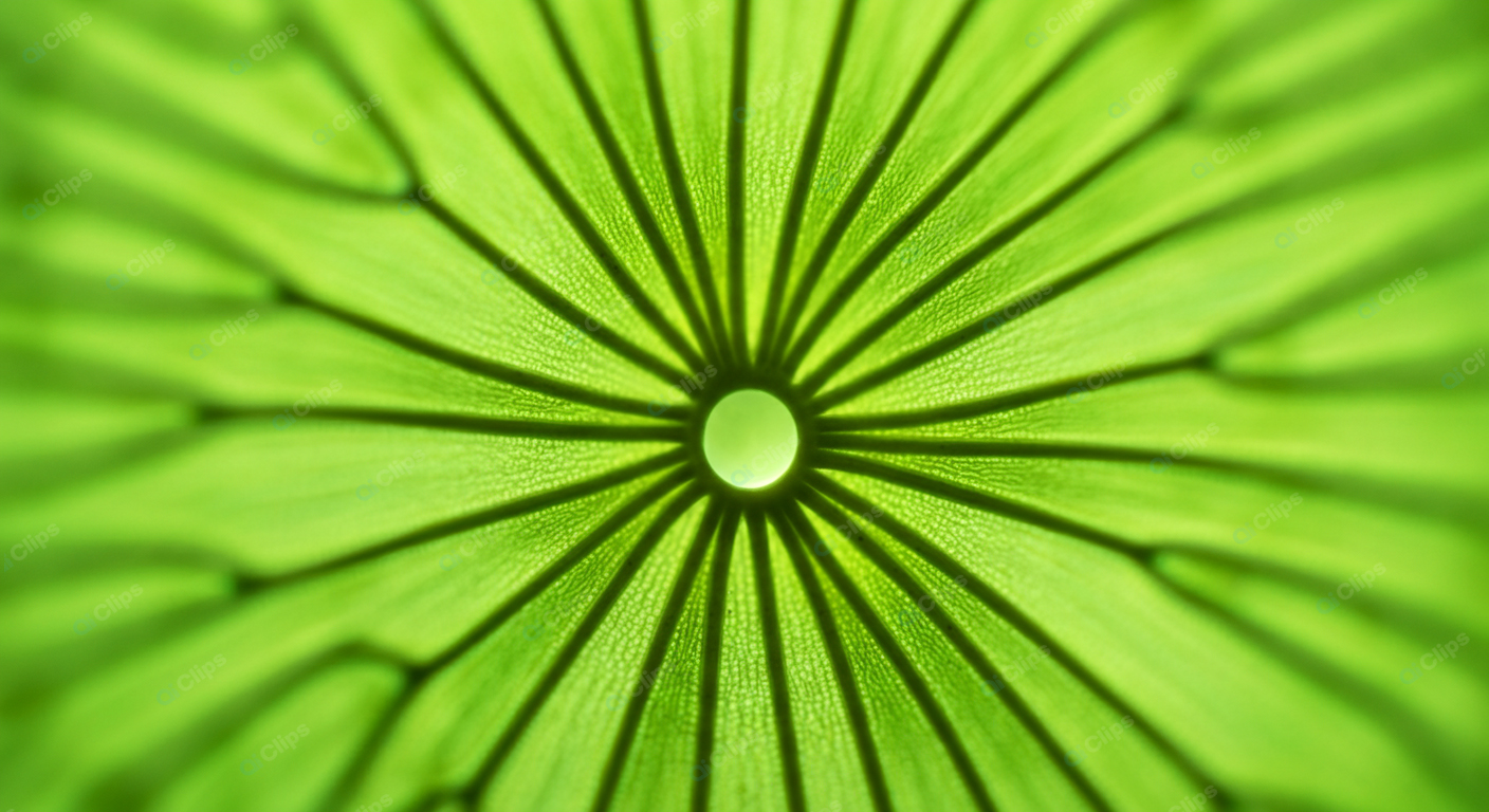 Close-Up of Green Leaf with Radiating Veins
