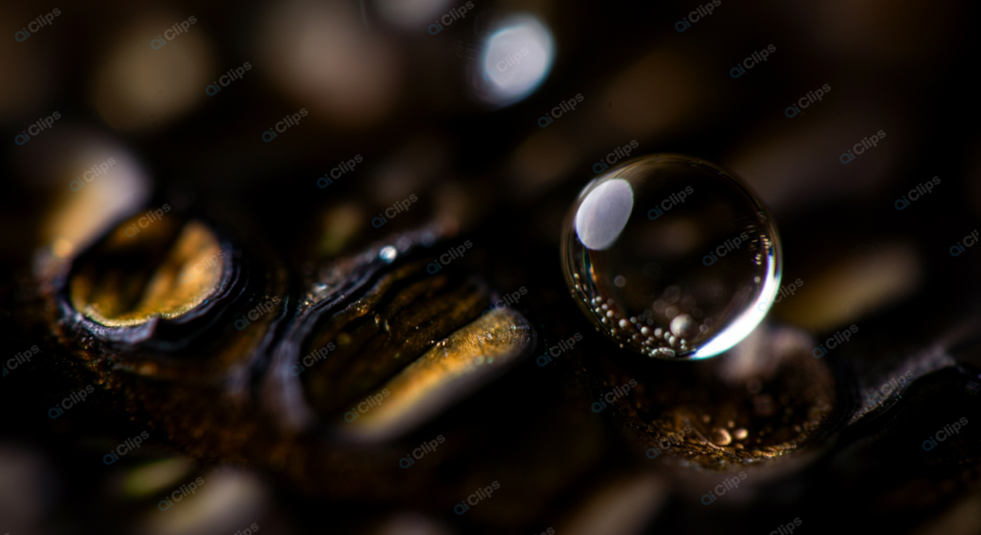 Macro Shot of Water Droplet on Textured Surface