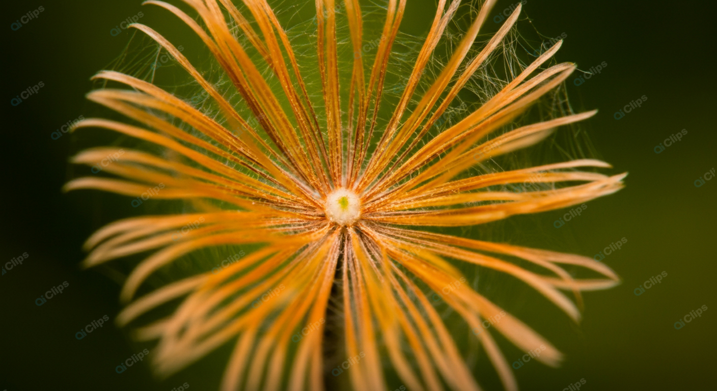 Wispy Orange Flower Close-Up with Green Background