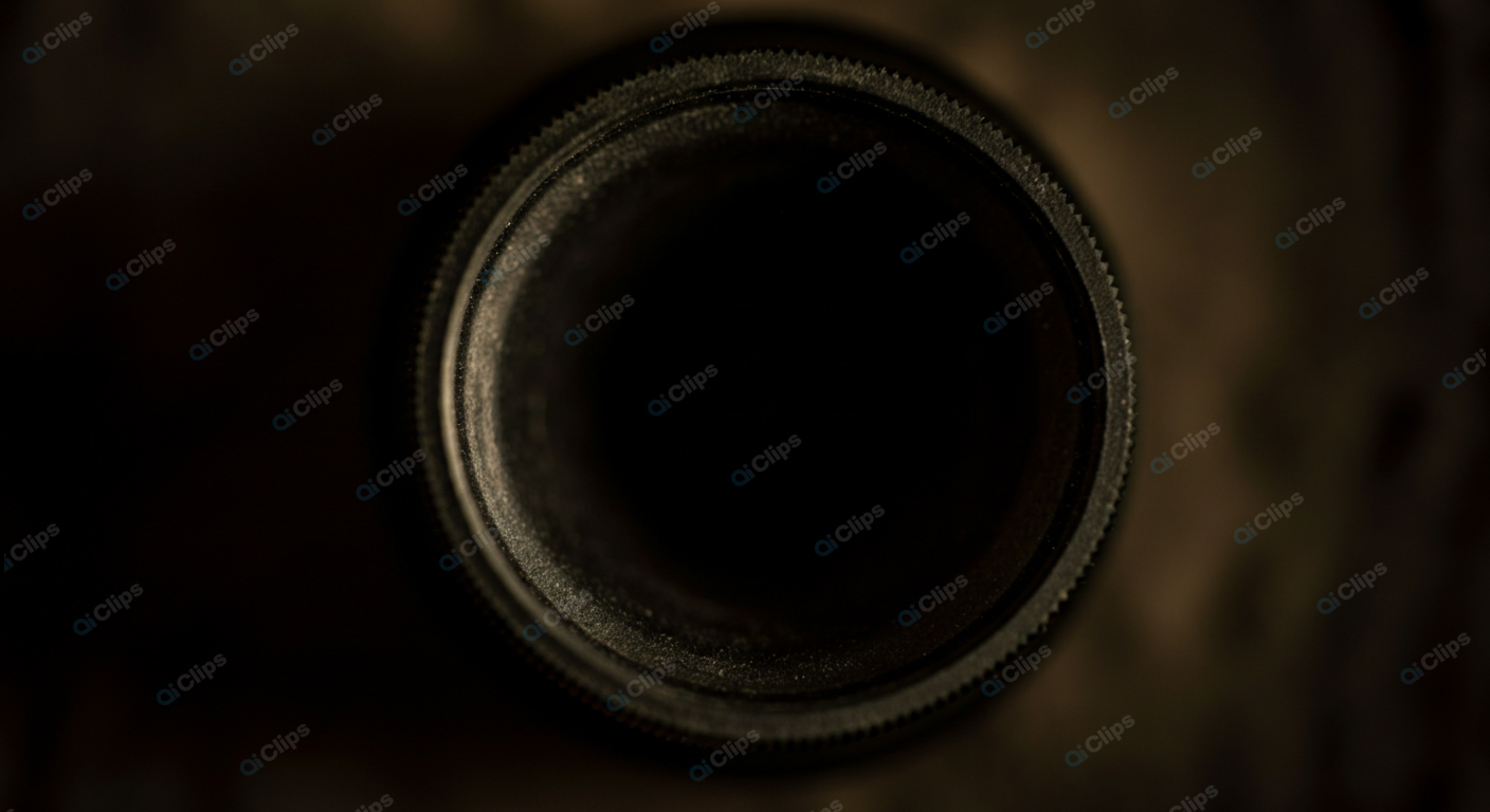 Close-Up of Vintage Camera Lens in Low Light