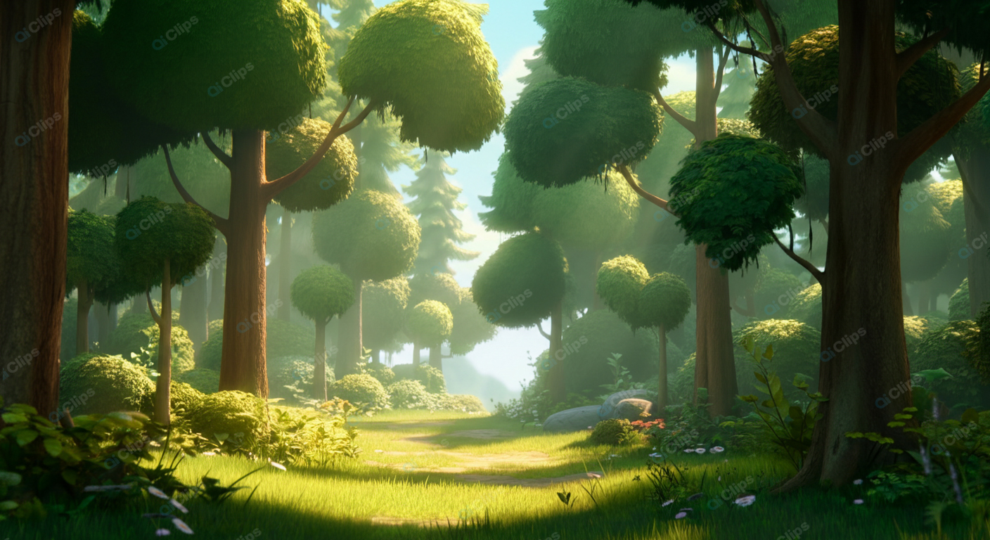 Sunny Forest Path with Lush Greenery