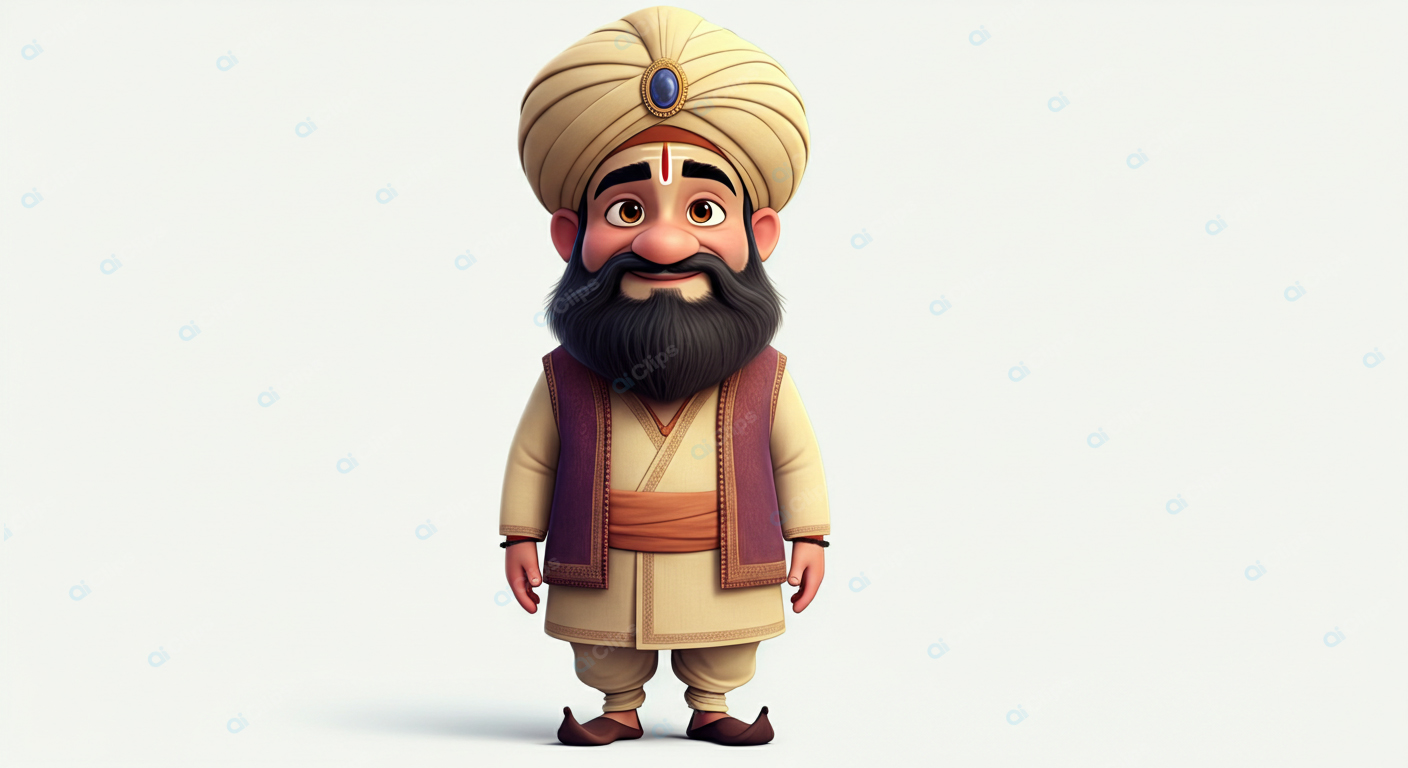 Cartoon Character in l Indian Attire