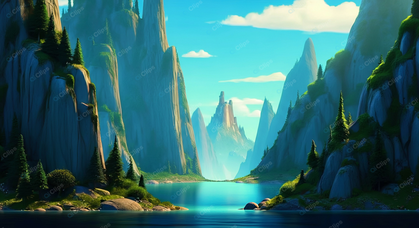 Serene Lake with Towering Cliff Landscapes