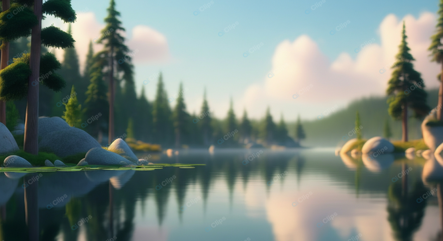 Tranquil Lake Scene with Forest Reflections