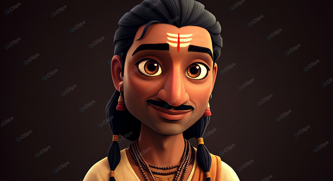 Cartoon Character with Traditional Indian Markings