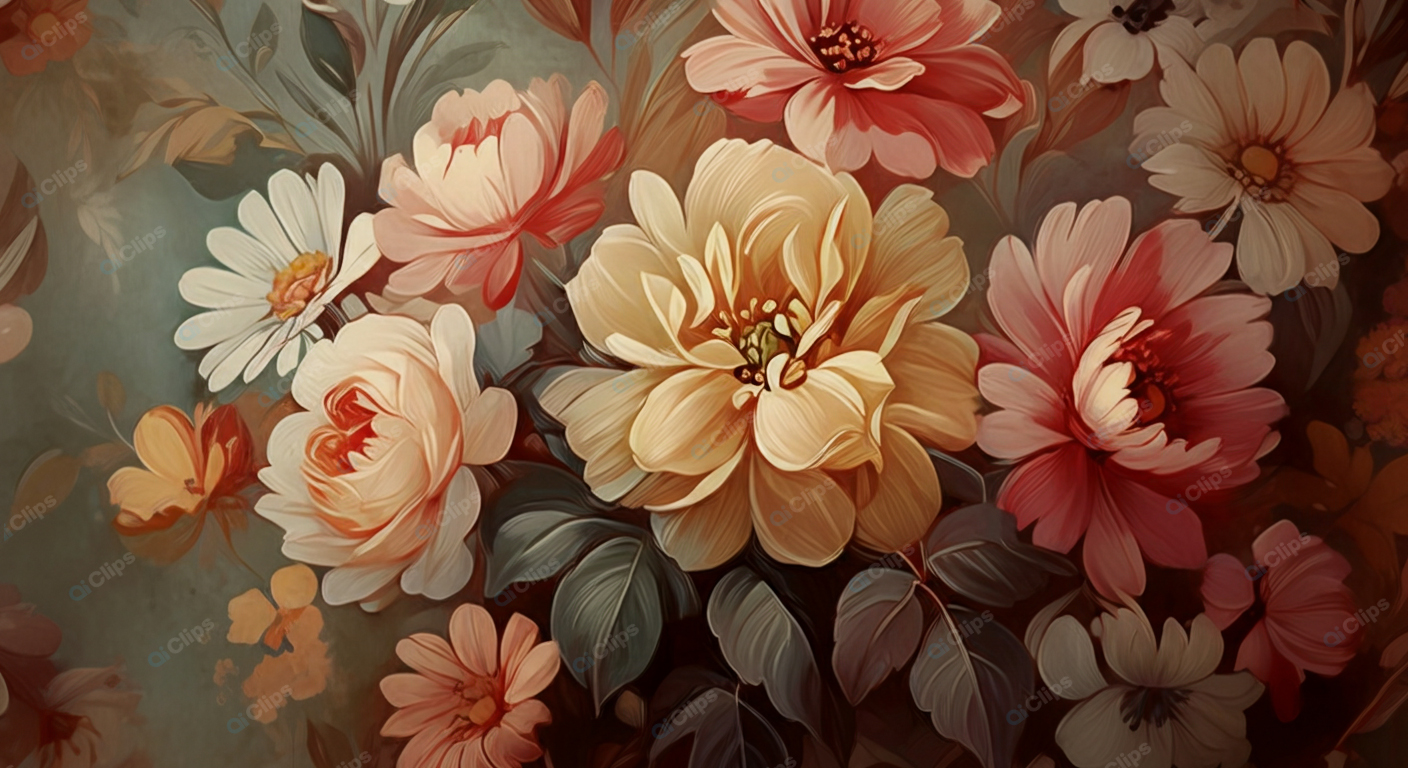 Vintage Floral Bouquet with Soft Pastel Tones