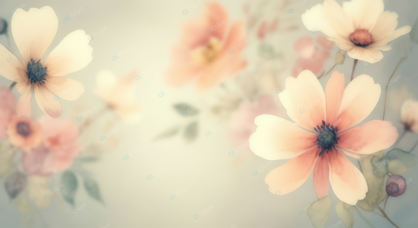 Soft Pastel Floral Watercolor Art Background