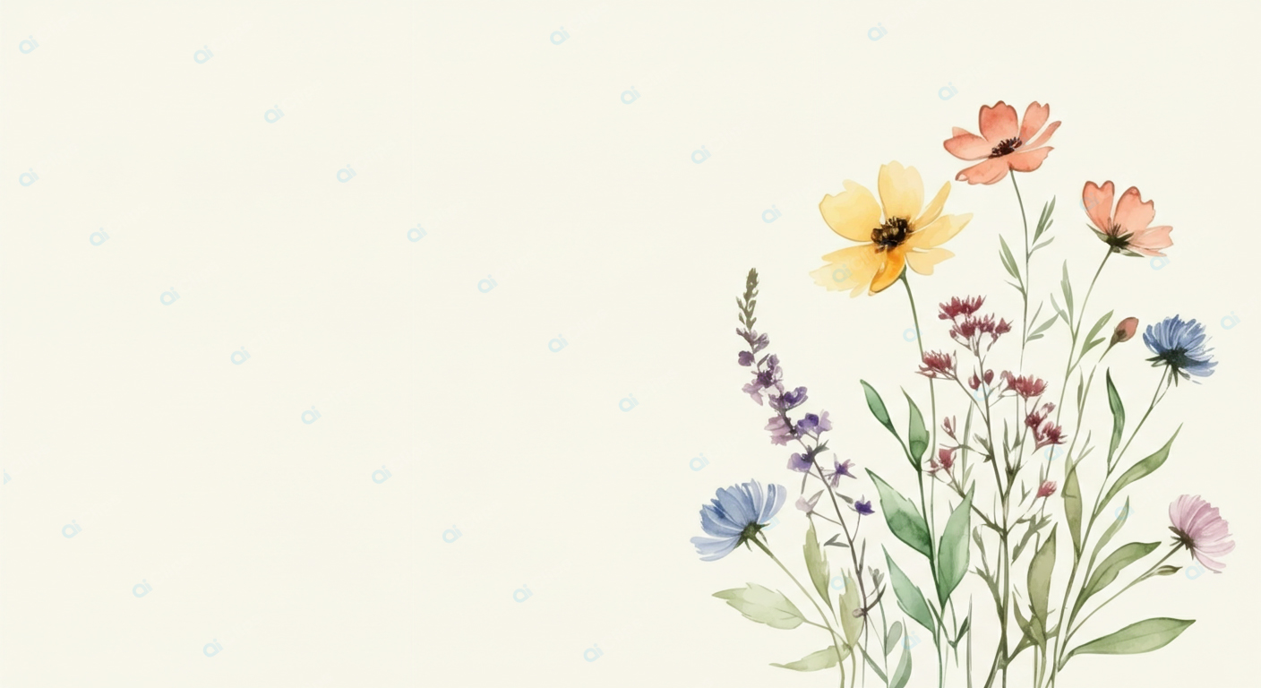 Watercolor Floral Bouquet on Light Background